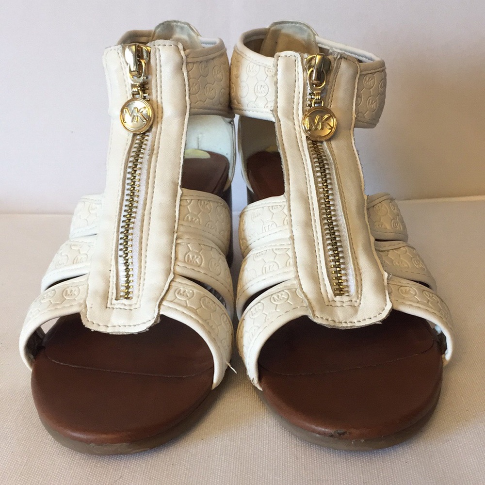 Michael Kors white zip heel sandals size 3